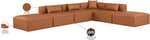 Cube - 6 Piece Modular Corner Armless Sectional - Cognac