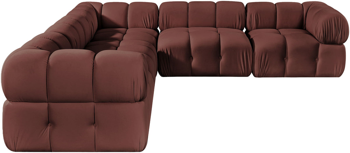 Orin - Velvet 5 Piece Modular Corner Sectional