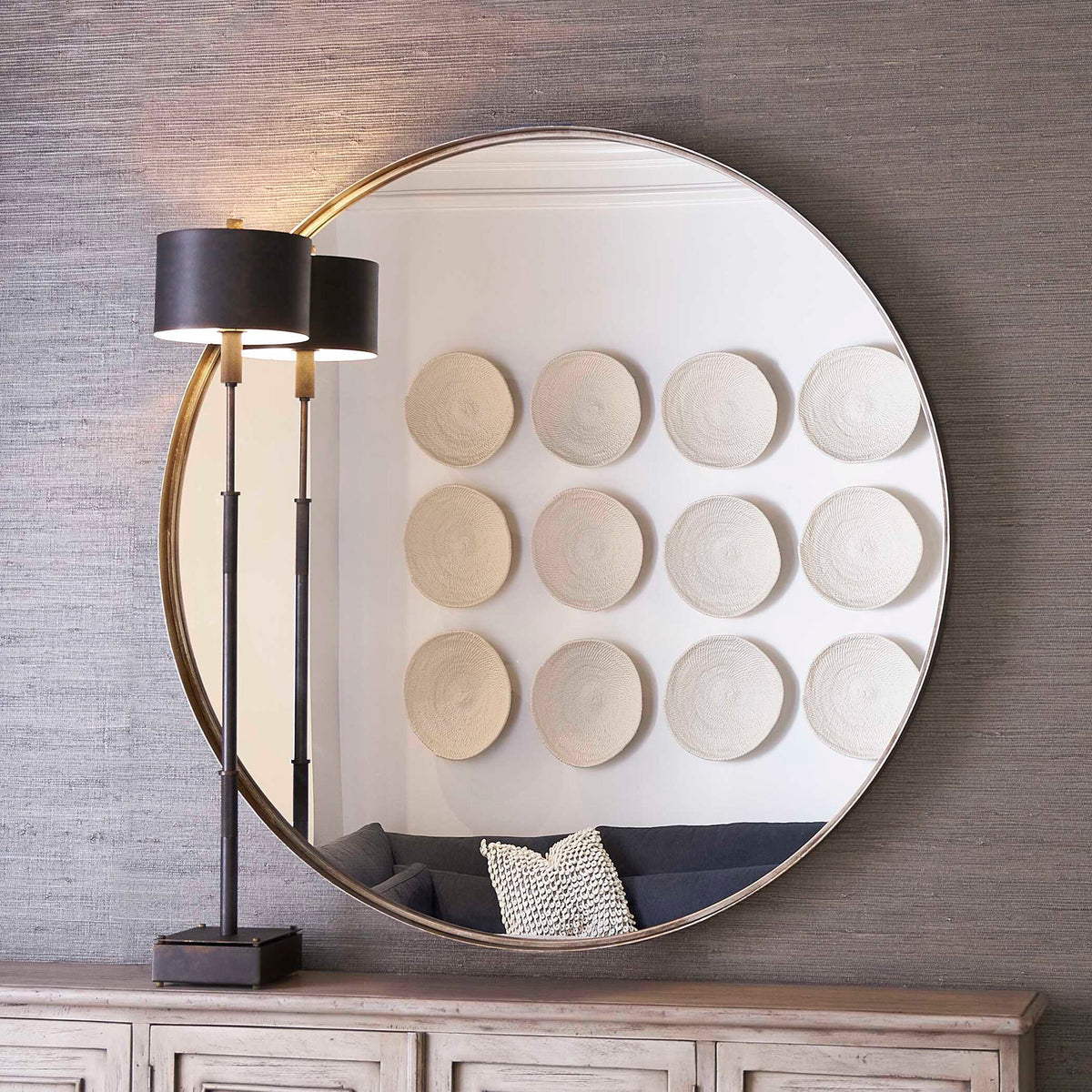 Agoura - 48" Round Mirror - Silver