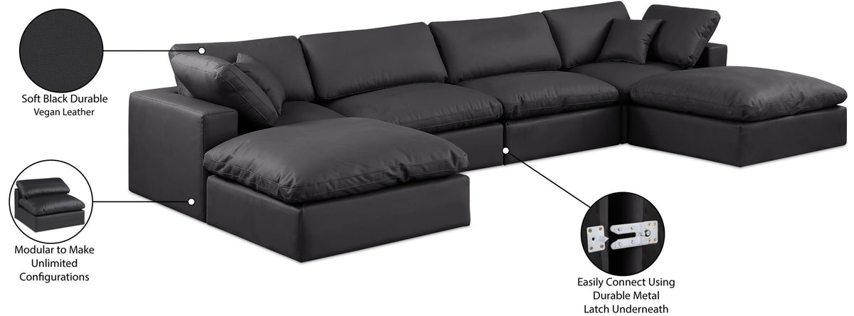 Comfy - 6 Piece Faux Leather Modular Double Chaise Sectional