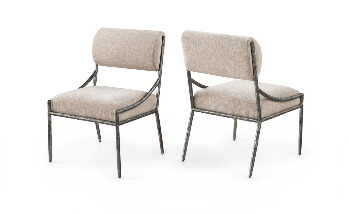 Bastille - Upholstered Dining Side Chair (Set of 2) - Silver Frame