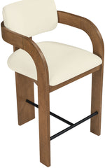 Cedra - Velvet Performance Fabric Upholstered Counter Stool - Brown Frame