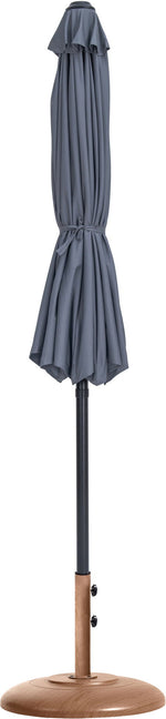 Fiji - Aluminum Patio Umbrella With Round Teak And Black Base