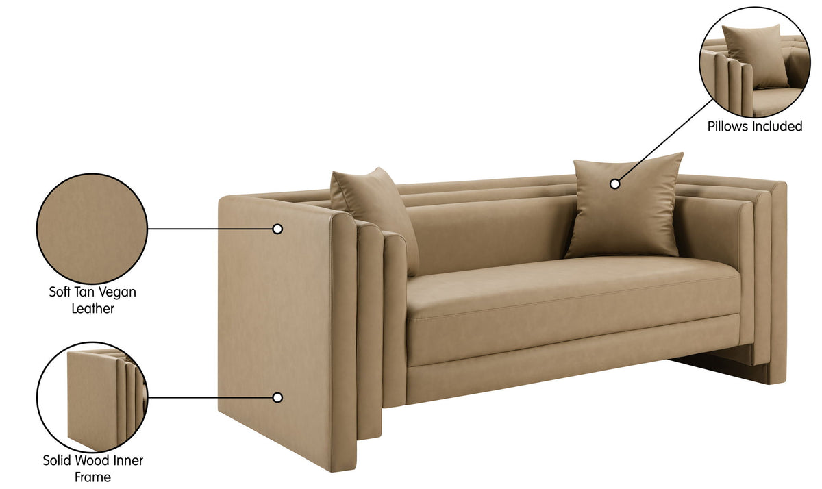 Everett - Vegan Leather 67" Upholstered Loveseat - Tan