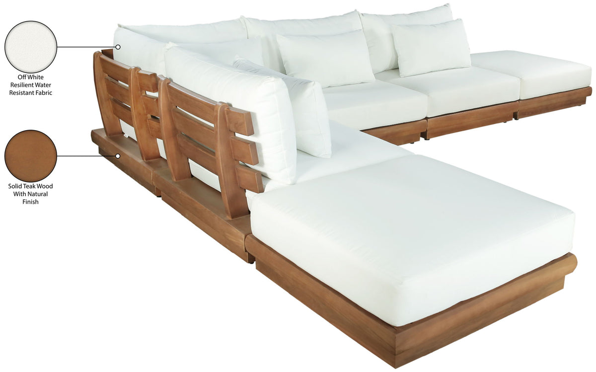 Mirella - 6 Piece Water Resistant Fabric Upholstered Outdoor Patio Modular Sectional