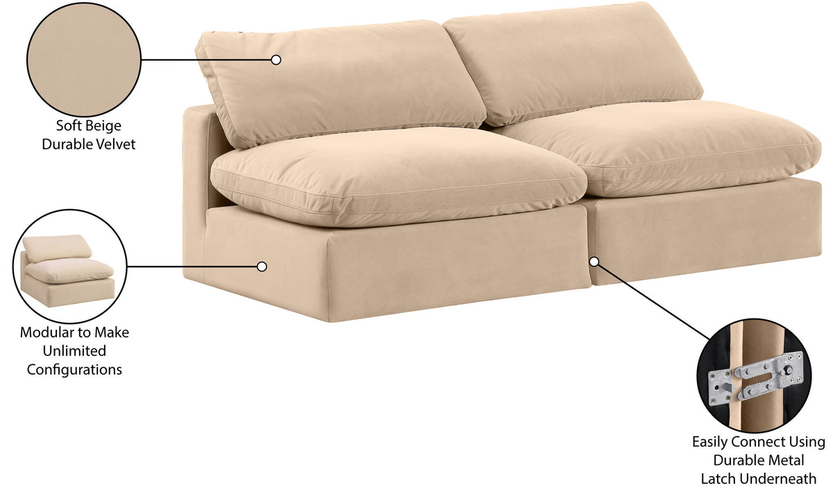 Comfy - Velvet Modular Armless Sofa 2 Seats