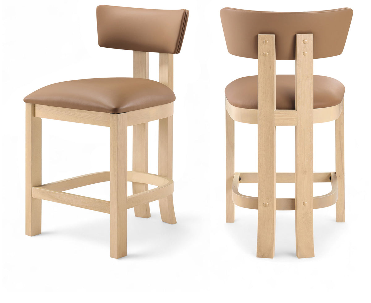 Lavrin - Vegan Leather Counter Stool (Set of 2) - Natural Base