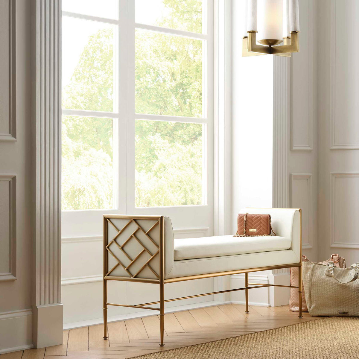 Fretwork - Bench - Brass / White