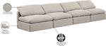 Indulge - Linen 4 Seat Modular Armless Sofa