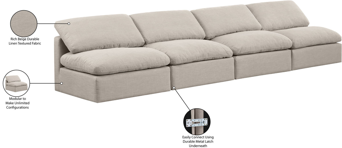 Indulge - Linen 4 Seat Modular Armless Sofa