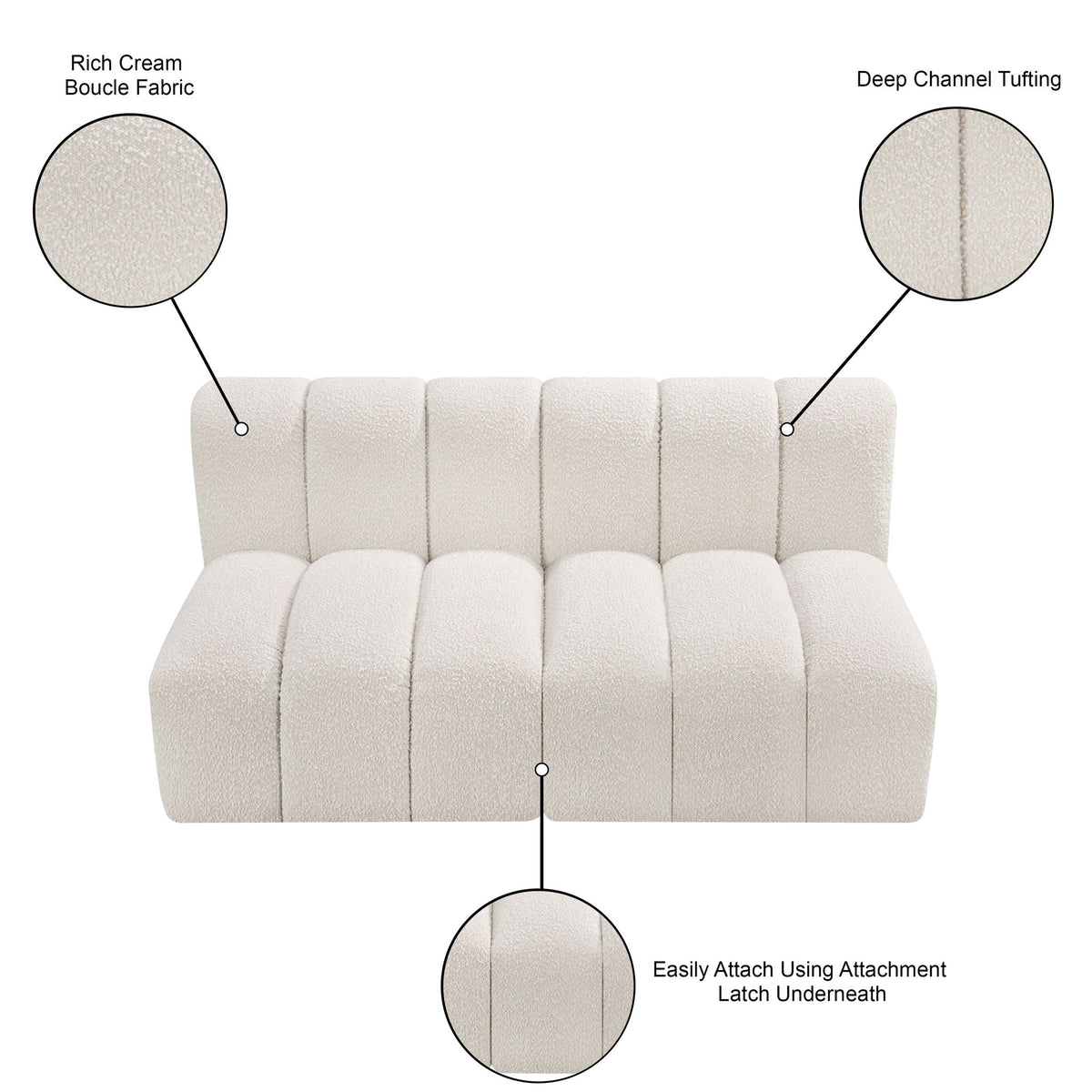 Arc - Boucle Fabric 2 Seats Modular Sofa