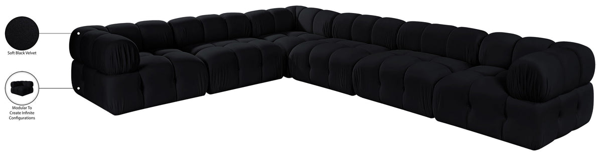 Orin - L-Shaped Velvet 6 Piece Modular Sectional