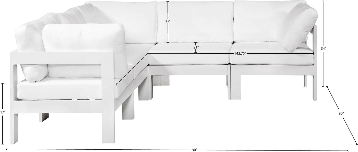 Nizuc - Outdoor Patio 5 Piece Modular Sectional With White Frame