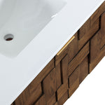 Leonardo - Engineered Stone And Solid Wood 24" Wall Mounted Bathroom Vanity