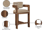 Sacha - Velvet Stool With Brown Base