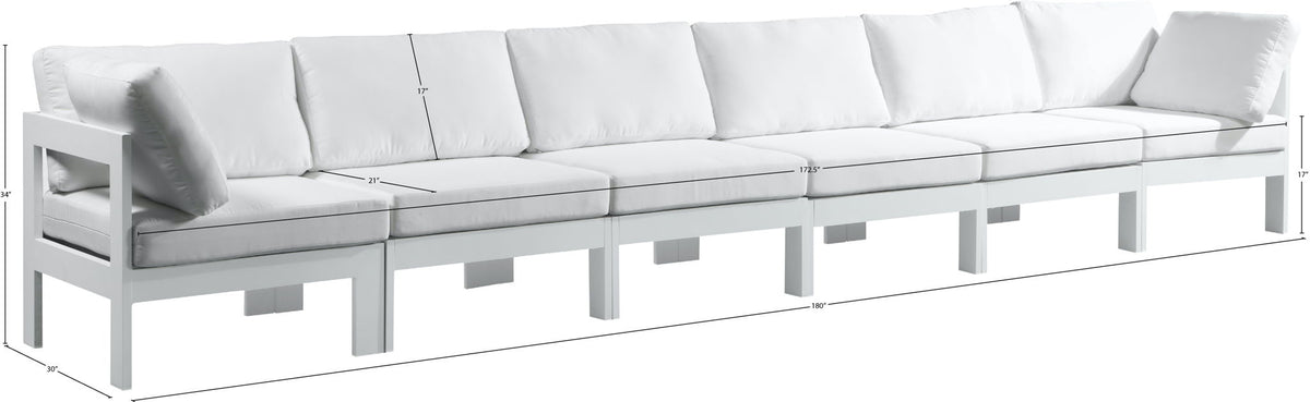 Nizuc - Outdoor Patio 6 Seat Modular Sofa With White Frame
