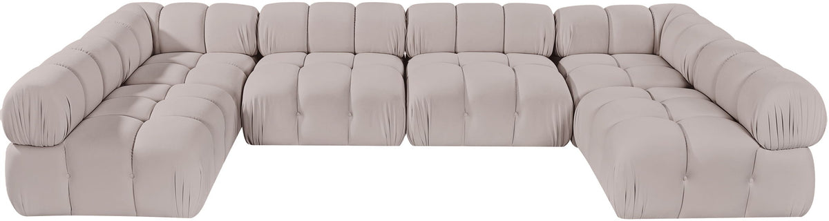 Orin - U-Shaped Velvet 6 Piece Modular Sectional
