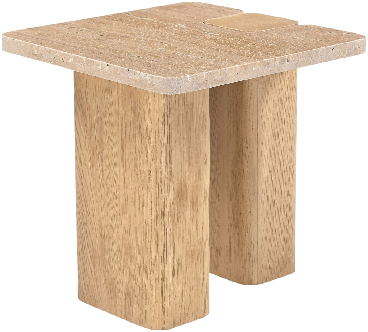 Ravenna - Genuine Fabric Travertine And Oak Wood Table