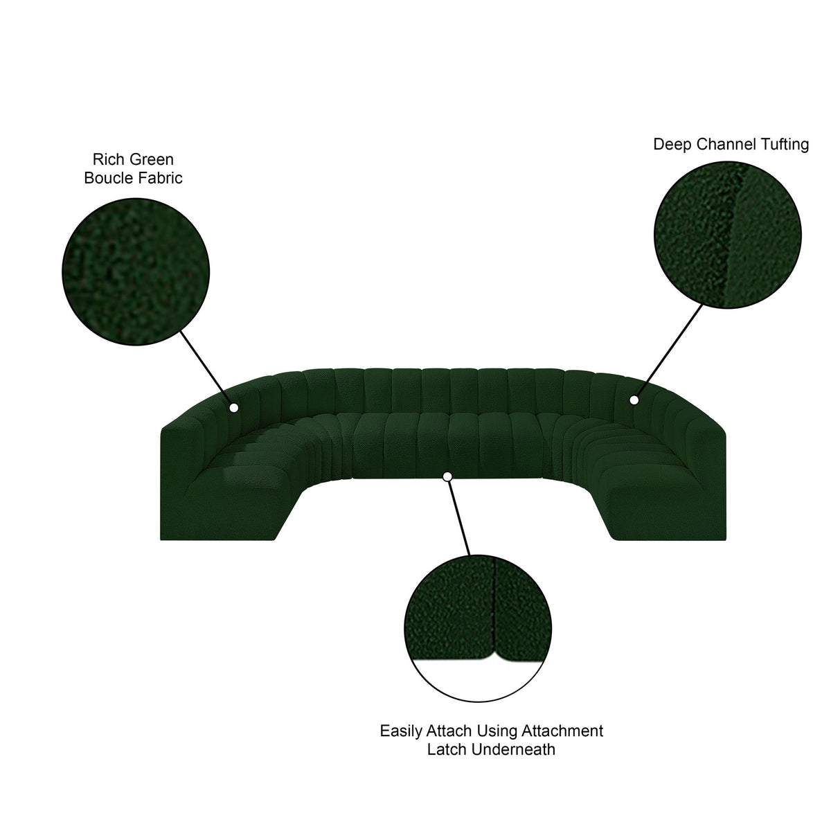 Arc - Boucle Fabric 8 Piece Modular Sofa