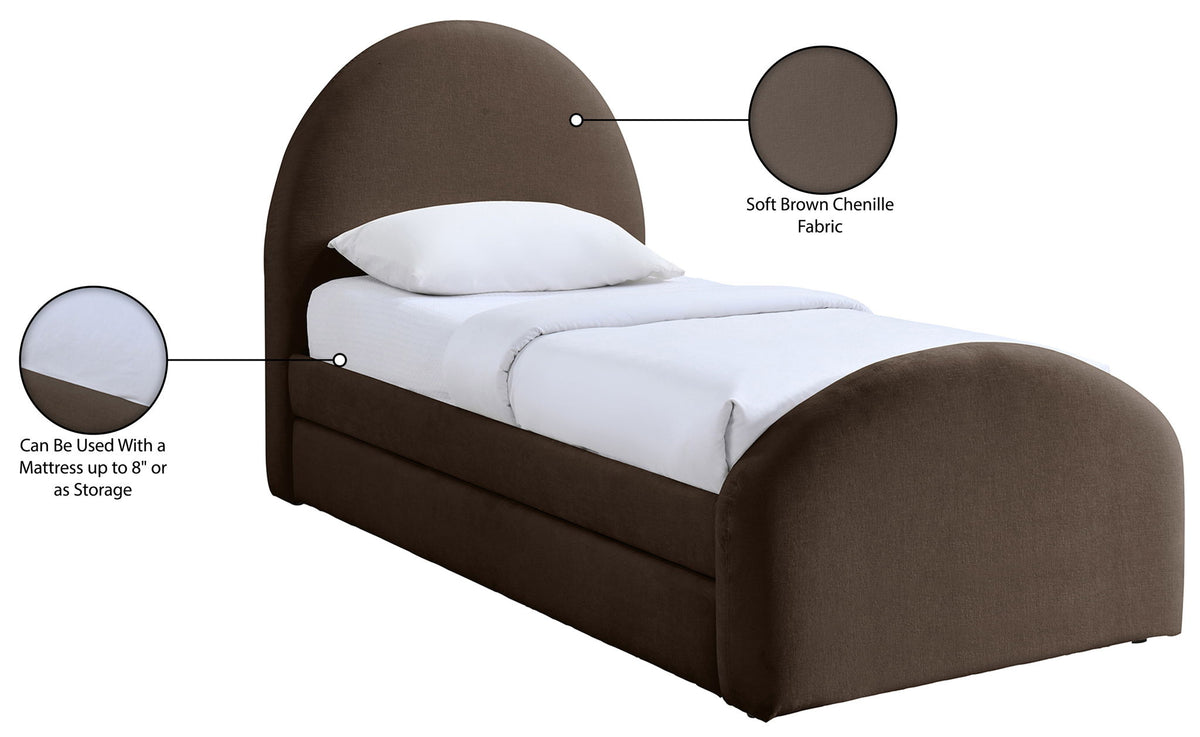 Andaz - Chenille Fabric Upholstered Trundle Bed