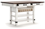 Valebeck - 5 Pc. - Counter Table With Wine Rack, 4 Swivel Stools - White / Brown
