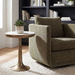 Gianno - Round Marble Side Table - Brass / White
