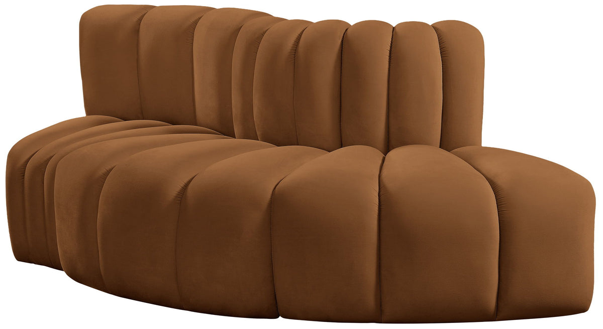 Arc - Velvet 3 Piece Modular Sofa - Saddle
