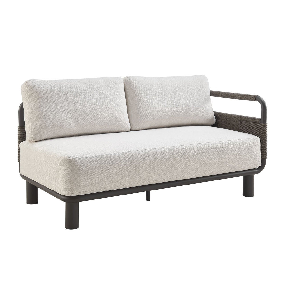 Brampton - 93" Metal Outdoor Sectional With Cushions - Gray / Off White