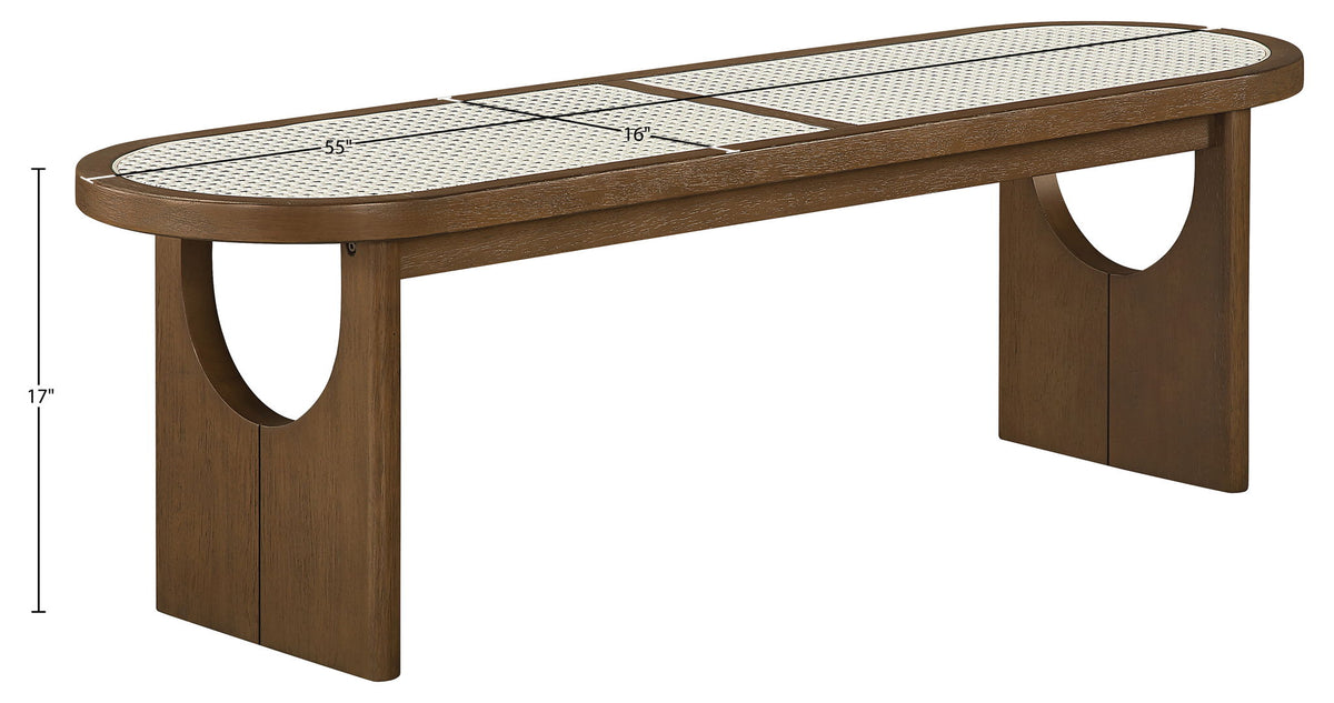 Canovia - Solid Wood And Faux Cane Bench