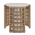 Driftbay - Rattan Round Outdoor Side Table With Sintered Stone Table Top - Natural