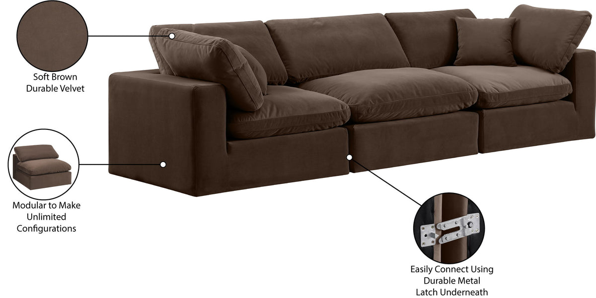 Comfy - Velvet Modular Sofa 3 Seats