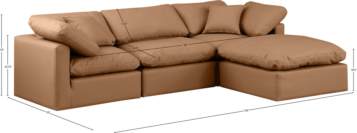 Indulge - Faux Leather 4 Piece Modular Sectional With Chaise