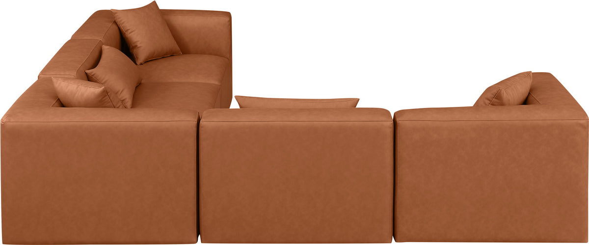 Cube - 5 Piece Modular Corner Sectional - Cognac