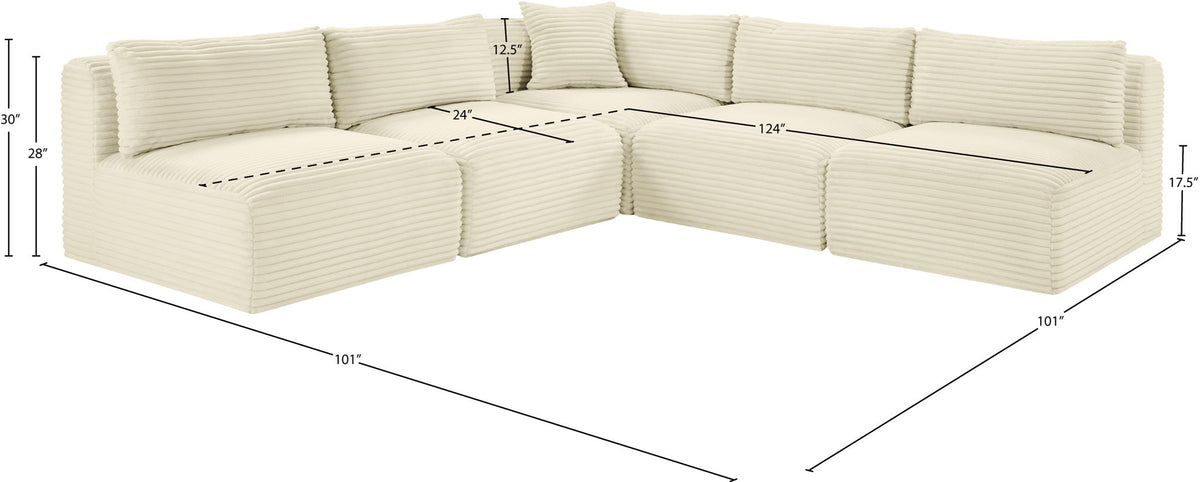 Shaggy - 5 Piece Modular Corner Armless Sectional