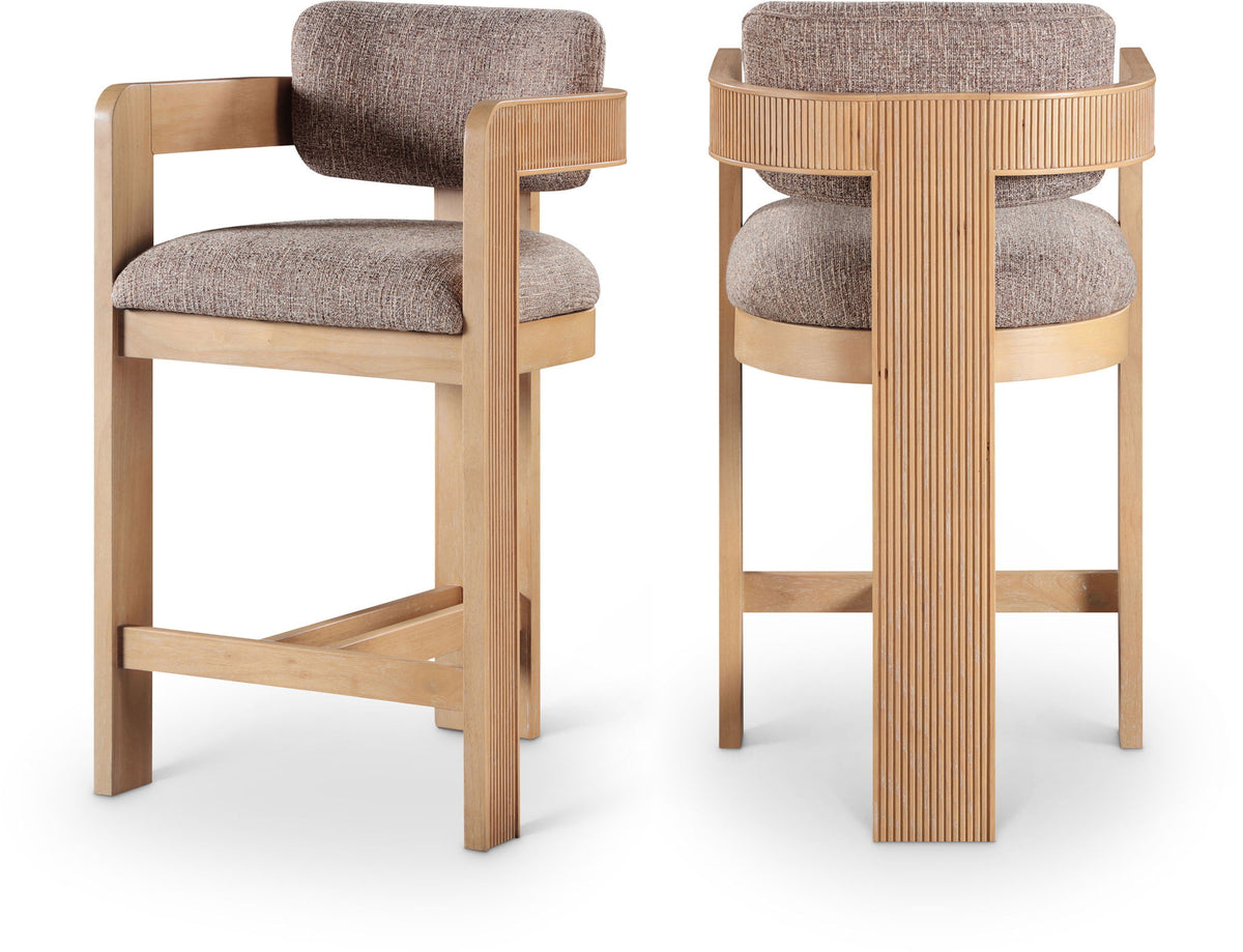 Sacha - Linen Stool With Natural Base