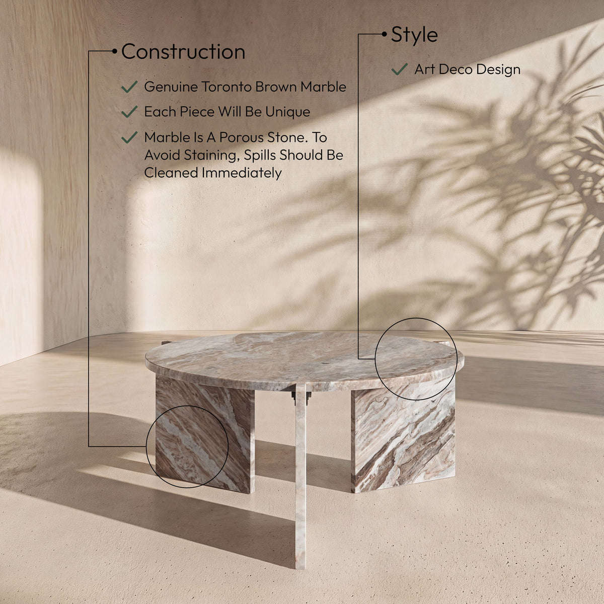 Vernazza - Genuine Marble Table