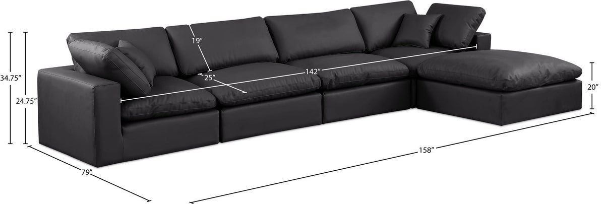 Comfy - 5 Piece Faux Leather Modular Sectional With Chaise