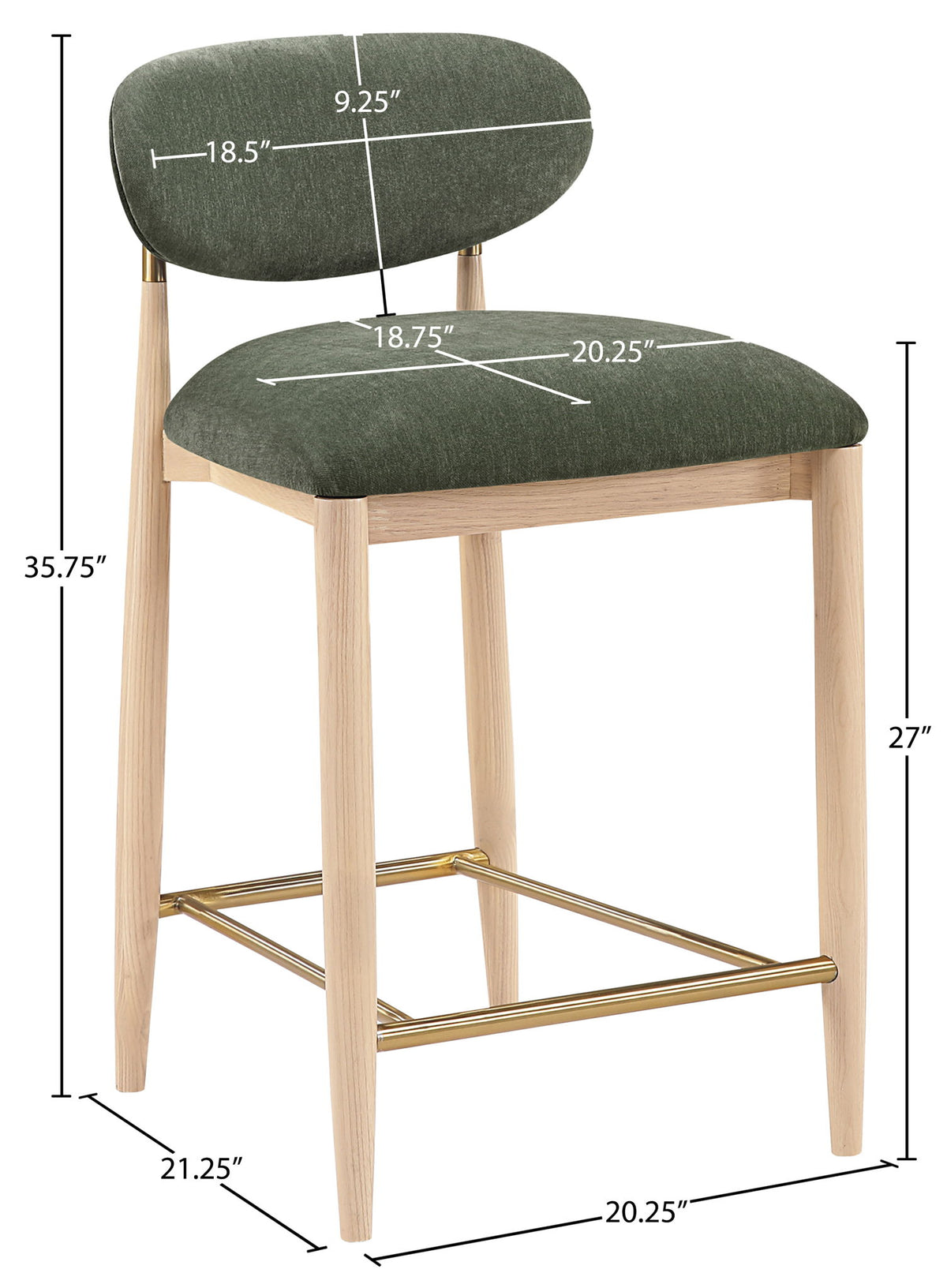 Riccio - Fabric Stool - Natural Frame