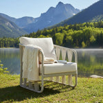 Breeze - Cream Metal Outdoor Club Chair With Cushions - Pearl