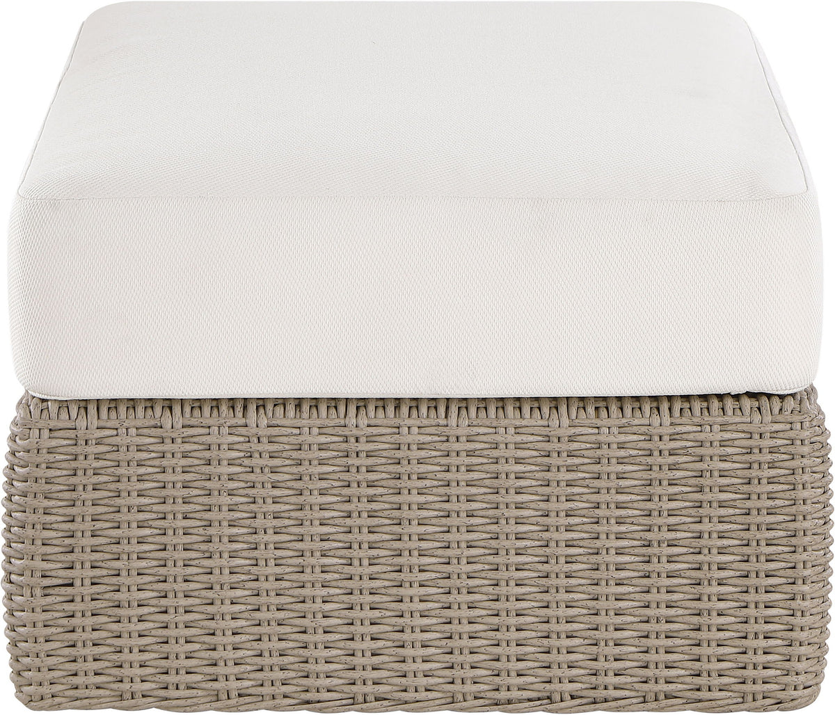 Seacrest - Olefin Water Resistant Fabric And Wicker Outdoor Patio Ottoman/Coffee Table