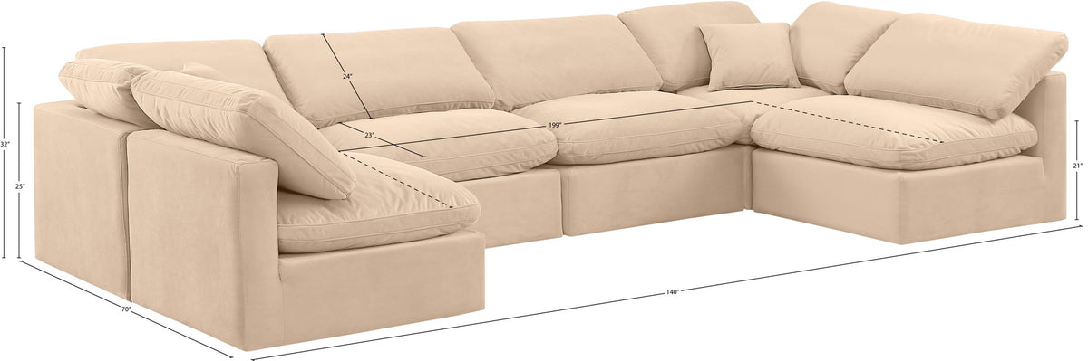 Indulge - Velvet 6 Piece Modular U-Shaped Sectional