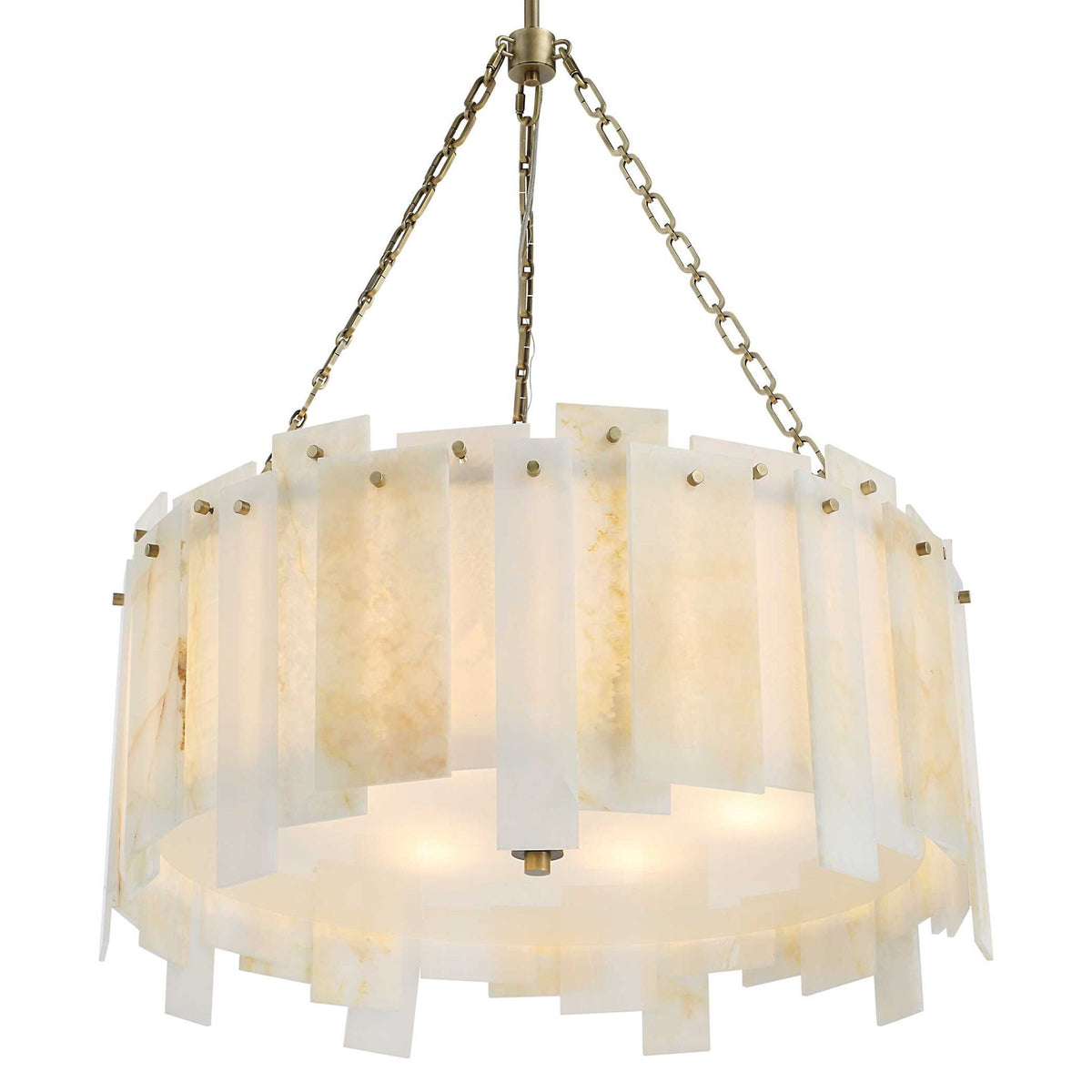 Stacked Deck - Pendant - White / Light Antique Brass