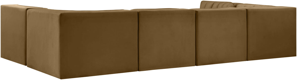 Rummi - Armless Velvet Performance Fabric Upholstered 6 Piece Modular Sectional