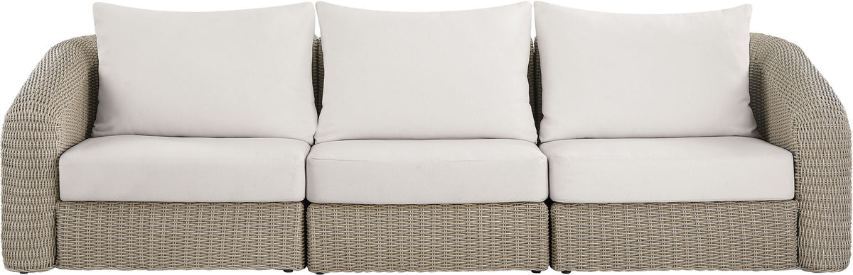 Seacrest - Olefin Water Resistant Fabric And Wicker 3 Piece Outdoor Patio Modular Sofa