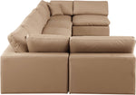 Comfy - 7 Piece Faux Leather Modular Armless Sectional - Tan
