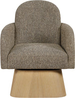 Marlowe - Linen Textured Fabric Upholstered Swivel Accent Chair - Stained Natural