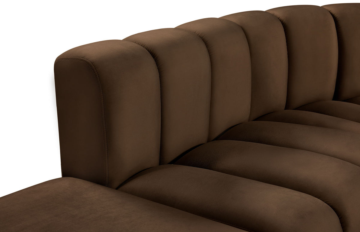 Arc - Velvet 10 Piece Modular Sofa - Brown