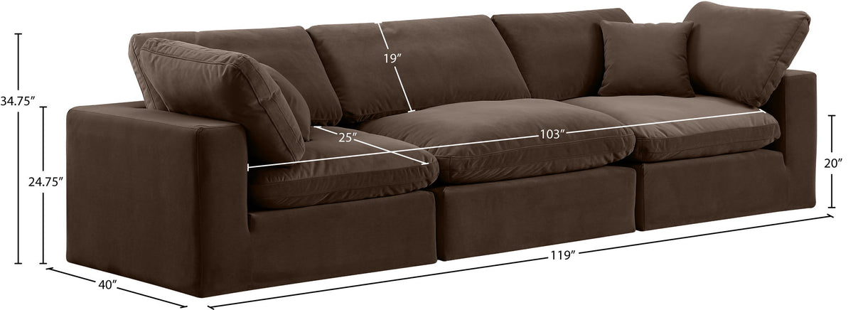 Comfy - Velvet Modular Sofa 3 Seats