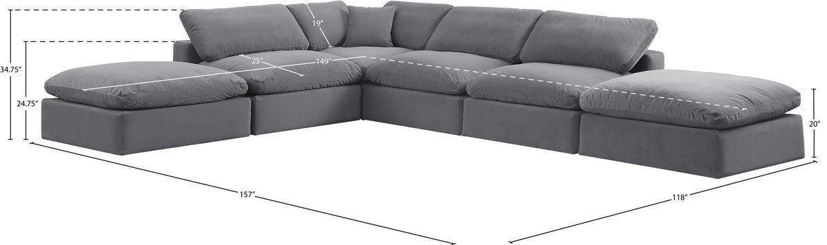 Comfy - 6 Piece Velvet Modular Sectional