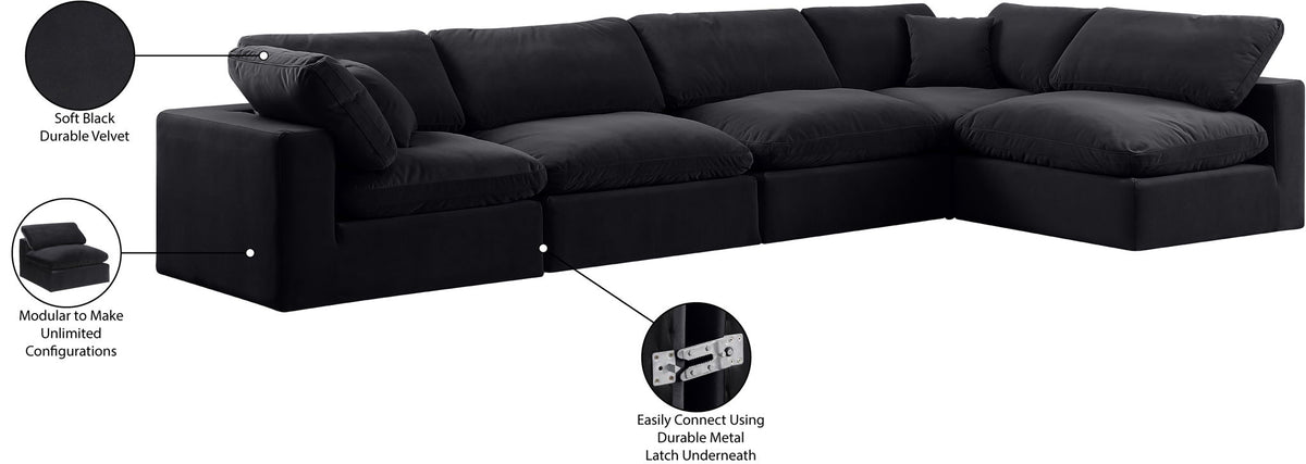 Comfy - 5 Piece Velvet Modular Sectional